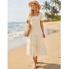 ZESICA Women‘s Summer Boho Floral Midi Dress 2026 Casual Short Sleeve Square Neck Flowy Beach Vacation Long Dress(Apricot)