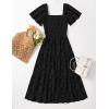 ZESICA Women‘s Summer Boho Floral Midi Dress 2026 Casual Short Sleeve Square Neck Flowy Beach Vacation Long Dress(Black)
