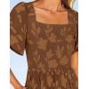 ZESICA Women‘s Summer Boho Floral Midi Dress 2026 Casual Short Sleeve Square Neck Flowy Beach Vacation Long Dress(Caramel)