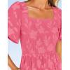 ZESICA Women‘s Summer Boho Floral Midi Dress 2026 Casual Short Sleeve Square Neck Flowy Beach Vacation Long Dress(Hotpink)