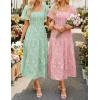 ZESICA Women‘s Summer Boho Floral Midi Dress 2026 Casual Short Sleeve Square Neck Flowy Beach Vacation Long Dress(Pink)