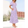 ZESICA Women‘s Summer Boho Floral Midi Dress 2026 Casual Short Sleeve Square Neck Flowy Beach Vacation Long Dress(Purple)