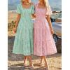 ZESICA Women‘s Summer Boho Floral Midi Dress 2026 Casual Short Sleeve Square Neck Flowy Beach Vacation Long Dress(Sage)
