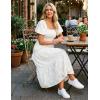 ZESICA Women‘s Summer Boho Floral Midi Dress 2026 Casual Short Sleeve Square Neck Flowy Beach Vacation Long Dress(White)