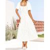 ZESICA Women‘s Summer Boho Floral Midi Dress 2026 Casual Short Sleeve Square Neck Flowy Beach Vacation Long Dress(White)