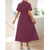 ZESICA Women’s Summer Button Down Midi Dress 2026 Short Sleeve A Line Belt Buiness Casual Shirt Dresses with Pockets(Fuchsia)