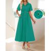 ZESICA Women’s Summer Button Down Midi Dress 2026 Short Sleeve A Line Belt Buiness Casual Shirt Dresses with Pockets(Green)