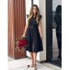 ZESICA Womens Summer Button Midi Dresses 2026 Flutter Short Sleeve Belted Business Casual Work Long Dresses with Pockets(Black)