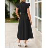 ZESICA Womens Summer Button Midi Dresses 2026 Flutter Short Sleeve Belted Business Casual Work Long Dresses with Pockets(Black)