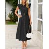 ZESICA Womens Summer Button Midi Dresses 2026 Flutter Short Sleeve Belted Business Casual Work Long Dresses with Pockets(Black)
