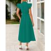 ZESICA Womens Summer Button Midi Dresses 2026 Flutter Short Sleeve Belted Business Casual Work Long Dresses with Pockets(Dark Green)