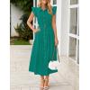 ZESICA Womens Summer Button Midi Dresses 2026 Flutter Short Sleeve Belted Business Casual Work Long Dresses with Pockets(Dark Green)
