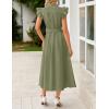ZESICA Womens Summer Button Midi Dresses 2026 Flutter Short Sleeve Belted Business Casual Work Long Dresses with Pockets(Green)