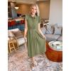 ZESICA Womens Summer Button Midi Dresses 2026 Flutter Short Sleeve Belted Business Casual Work Long Dresses with Pockets(Green)