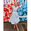 ZESICA Womens Summer Button Midi Dresses 2026 Flutter Short Sleeve Belted Business Casual Work Long Dresses with Pockets(Light Blue)