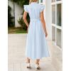 ZESICA Womens Summer Button Midi Dresses 2026 Flutter Short Sleeve Belted Business Casual Work Long Dresses with Pockets(Light Blue)