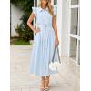 ZESICA Womens Summer Button Midi Dresses 2026 Flutter Short Sleeve Belted Business Casual Work Long Dresses with Pockets(Light Blue)
