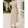 ZESICA Womens Summer Button Midi Dresses 2026 Flutter Short Sleeve Belted Business Casual Work Long Dresses with Pockets(Natural)