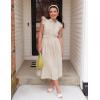 ZESICA Womens Summer Button Midi Dresses 2026 Flutter Short Sleeve Belted Business Casual Work Long Dresses with Pockets(Natural)