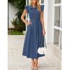 ZESICA Womens Summer Button Midi Dresses 2026 Flutter Short Sleeve Belted Business Casual Work Long Dresses with Pockets(Navy)