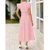 ZESICA Womens Summer Button Midi Dresses 2026 Flutter Short Sleeve Belted Business Casual Work Long Dresses with Pockets(Pink)