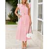 ZESICA Womens Summer Button Midi Dresses 2026 Flutter Short Sleeve Belted Business Casual Work Long Dresses with Pockets(Pink)