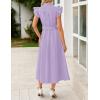 ZESICA Womens Summer Button Midi Dresses 2026 Flutter Short Sleeve Belted Business Casual Work Long Dresses with Pockets(Purple)