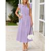 ZESICA Womens Summer Button Midi Dresses 2026 Flutter Short Sleeve Belted Business Casual Work Long Dresses with Pockets(Purple)