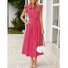 ZESICA Womens Summer Button Midi Dresses 2026 Flutter Short Sleeve Belted Business Casual Work Long Dresses with Pockets(Rose Pink)