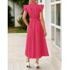 ZESICA Womens Summer Button Midi Dresses 2026 Flutter Short Sleeve Belted Business Casual Work Long Dresses with Pockets(Rose Pink)