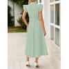 ZESICA Womens Summer Button Midi Dresses 2026 Flutter Short Sleeve Belted Business Casual Work Long Dresses with Pockets(Sage)