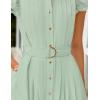 ZESICA Womens Summer Button Midi Dresses 2026 Flutter Short Sleeve Belted Business Casual Work Long Dresses with Pockets(Sage)