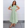 ZESICA Womens Summer Button Midi Dresses 2026 Flutter Short Sleeve Belted Business Casual Work Long Dresses with Pockets(Sage)