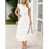 ZESICA Womens Summer Button Midi Dresses 2026 Flutter Short Sleeve Belted Business Casual Work Long Dresses with Pockets(White)