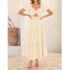 ZESICA Womens Summer Casual Flowy Vacation Maxi Dress 2026 Short Puff Sleeve A Line Smocked Cutout Beach Party Dresses(Apricot)