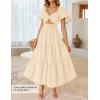 ZESICA Womens Summer Casual Flowy Vacation Maxi Dress 2026 Short Puff Sleeve A Line Smocked Cutout Beach Party Dresses(Apricot)