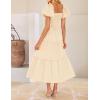 ZESICA Womens Summer Casual Flowy Vacation Maxi Dress 2026 Short Puff Sleeve A Line Smocked Cutout Beach Party Dresses(Apricot)