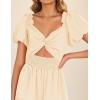 ZESICA Womens Summer Casual Flowy Vacation Maxi Dress 2026 Short Puff Sleeve A Line Smocked Cutout Beach Party Dresses(Apricot)
