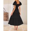 ZESICA Womens Summer Casual Flowy Vacation Maxi Dress 2026 Short Puff Sleeve A Line Smocked Cutout Beach Party Dresses(Black)