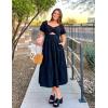 ZESICA Womens Summer Casual Flowy Vacation Maxi Dress 2026 Short Puff Sleeve A Line Smocked Cutout Beach Party Dresses(Black)