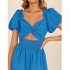 ZESICA Womens Summer Casual Flowy Vacation Maxi Dress 2026 Short Puff Sleeve A Line Smocked Cutout Beach Party Dresses(Cobalt)