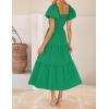 ZESICA Womens Summer Casual Flowy Vacation Maxi Dress 2026 Short Puff Sleeve A Line Smocked Cutout Beach Party Dresses(Green)