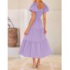 ZESICA Womens Summer Casual Flowy Vacation Maxi Dress 2026 Short Puff Sleeve A Line Smocked Cutout Beach Party Dresses(Purple)