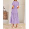ZESICA Women’s Summer Casual Short Sleeve Midi Dresses 2026 V Neck Elastic Waist Tiered Flowy Boho Dress with Pocket
