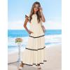 ZESICA Womens Summer Casual Smocked Midi Dress 2026 Flutter Short Sleeve High Waist Tiered Flowy Boho Vacation Dresses(Apricot)