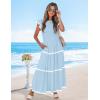 ZESICA Womens Summer Casual Smocked Midi Dress 2026 Flutter Short Sleeve High Waist Tiered Flowy Boho Vacation Dresses(Blue)