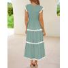 ZESICA Womens Summer Casual Smocked Midi Dress 2026 Flutter Short Sleeve High Waist Tiered Flowy Boho Vacation Dresses(Turquoise)