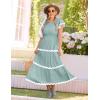 ZESICA Womens Summer Casual Smocked Midi Dress 2026 Flutter Short Sleeve High Waist Tiered Flowy Boho Vacation Dresses(Turquoise)