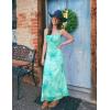 ZESICA Womens Summer Floral Spaghetti Straps Maxi Dress 2026 Sleeveless Square Neck Bodycon Beach Boho Long Dresses(Aqua)