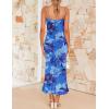 ZESICA Womens Summer Floral Spaghetti Straps Maxi Dress 2026 Sleeveless Square Neck Bodycon Beach Boho Long Dresses(Blue)
